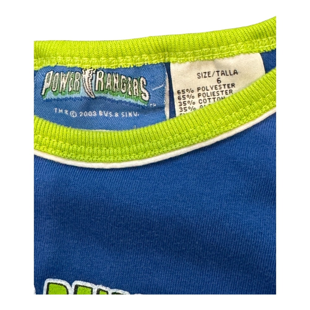 Vintage Y2K Power Rangers‎ Tank Top Size 6 Blue Green Embroidered Graphic Tee - Picture 3 of 4